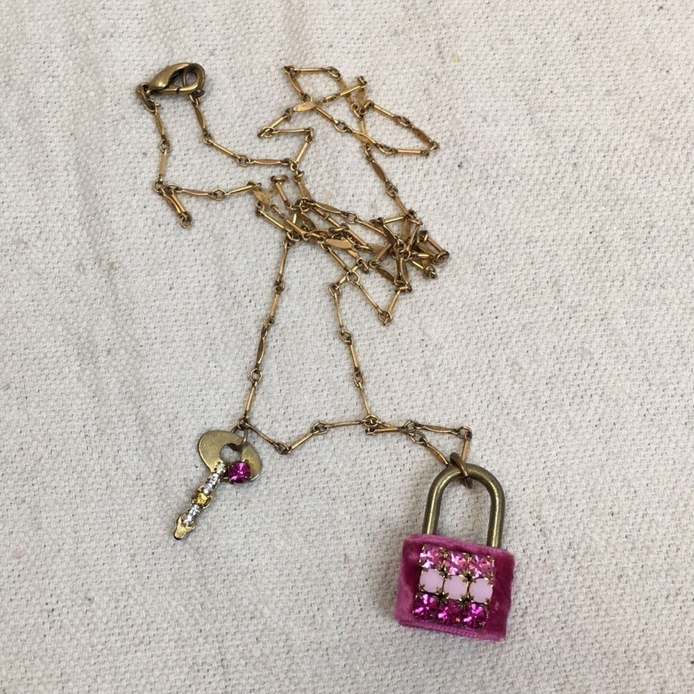 Anthropologie Lenora Dame Velvet padLock Necklace